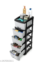 Gray plastic 5xL drawer storage organizer for clothes, books, shoes, toys, socks, files etc